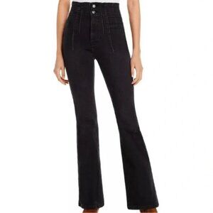 Free People Jayde Seamed Corduroy Flare Pants Size 31 Black